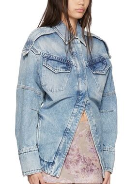 Light Blue Denim Jacket - Women's Washed Denim Shirt Jacket